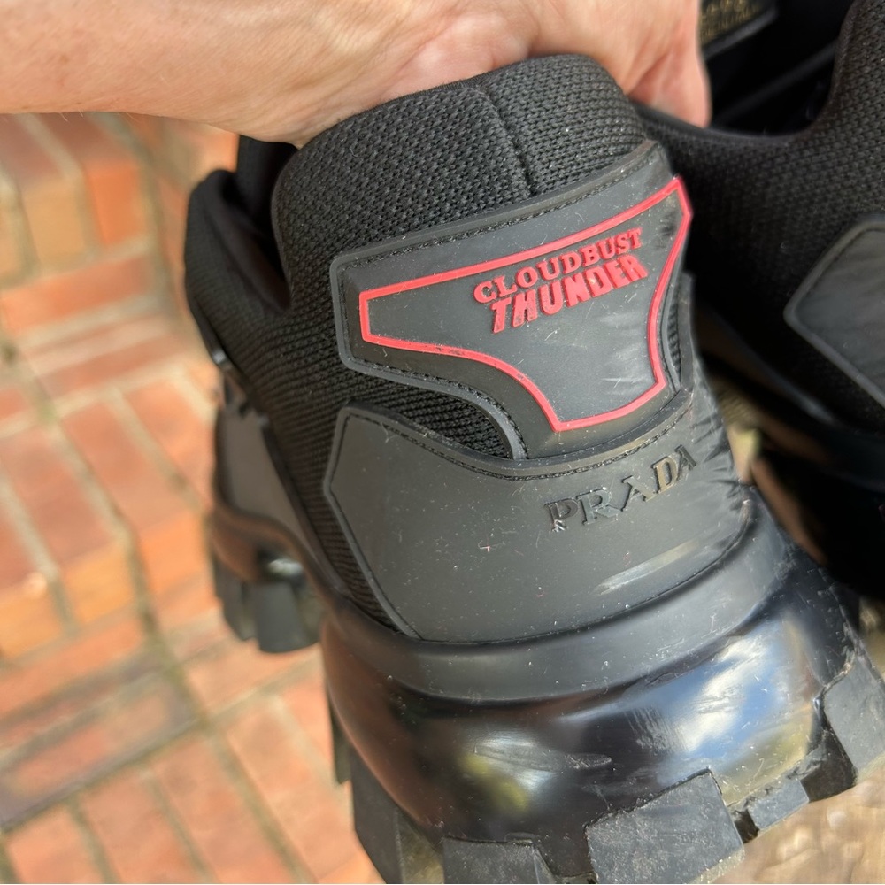 Prada Black Men's Chunky Trail-Style Sneakers - Picture 12 of 13